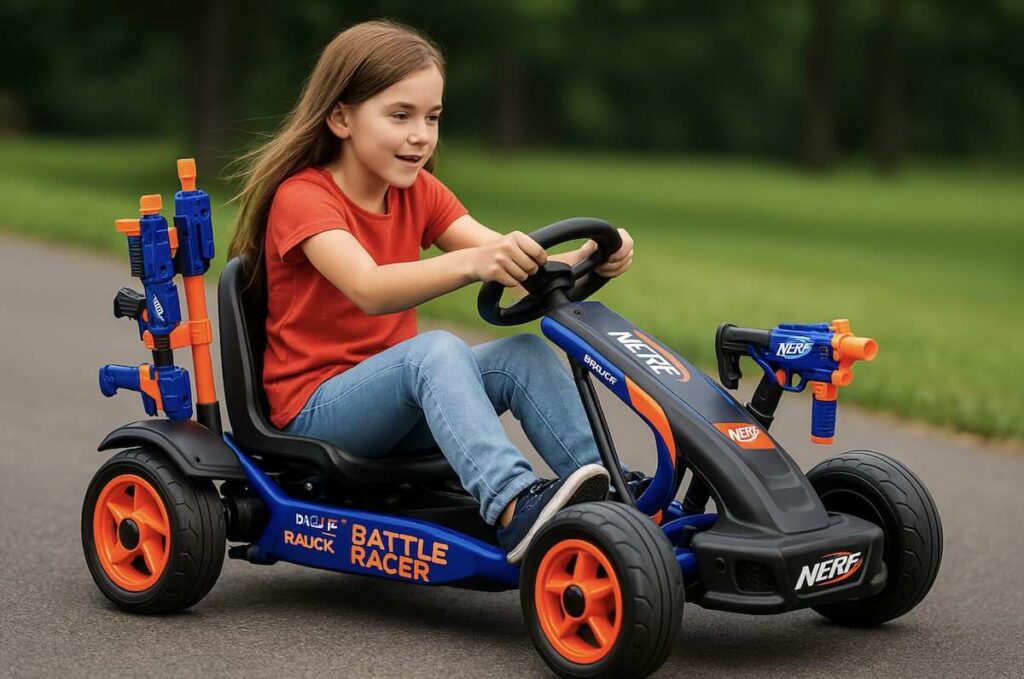 Picture of a young girl on a Hauck Nerf Battle Racer 24V