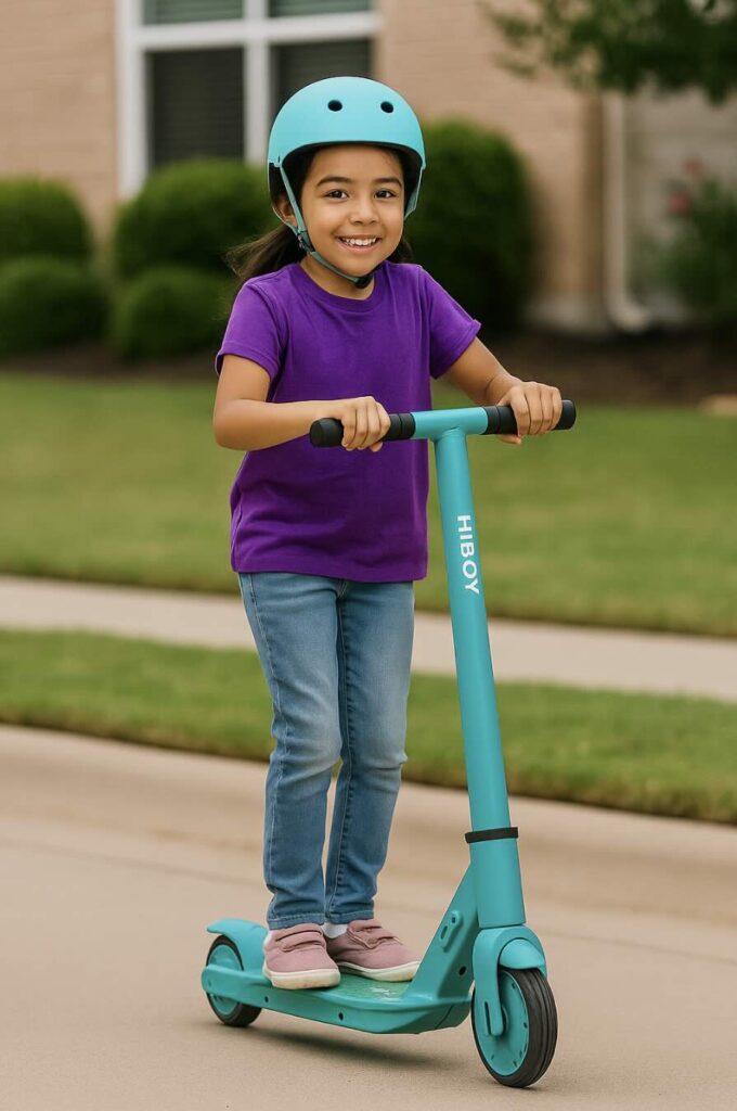 Picture of a young child riding a Hiboy S2 Lite Electric Scooter