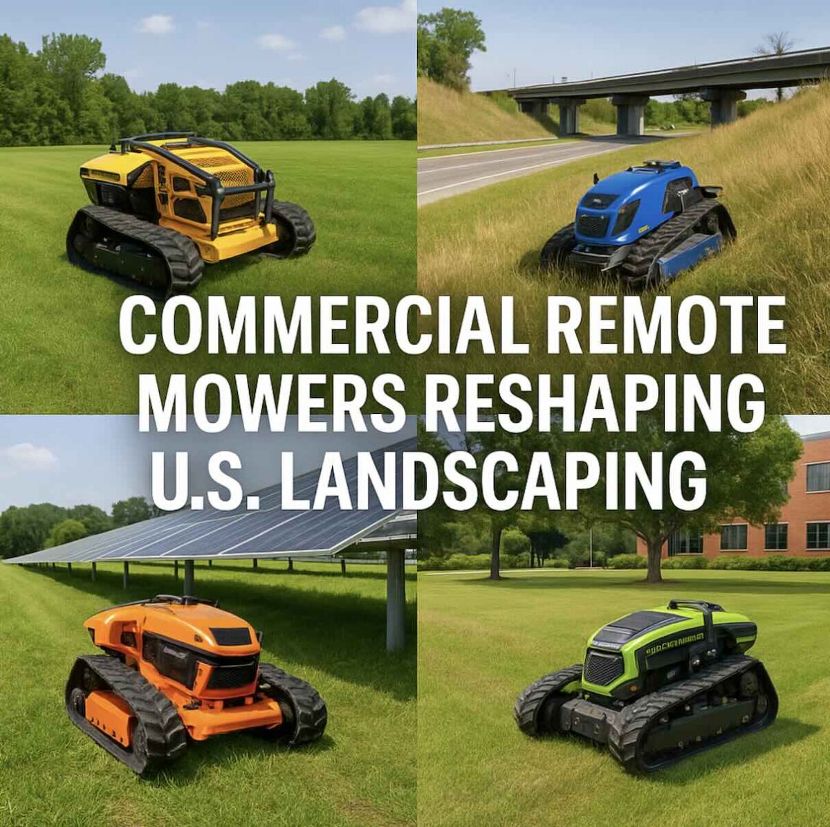 picture of commercial remote control mowers for landscaping companies in use