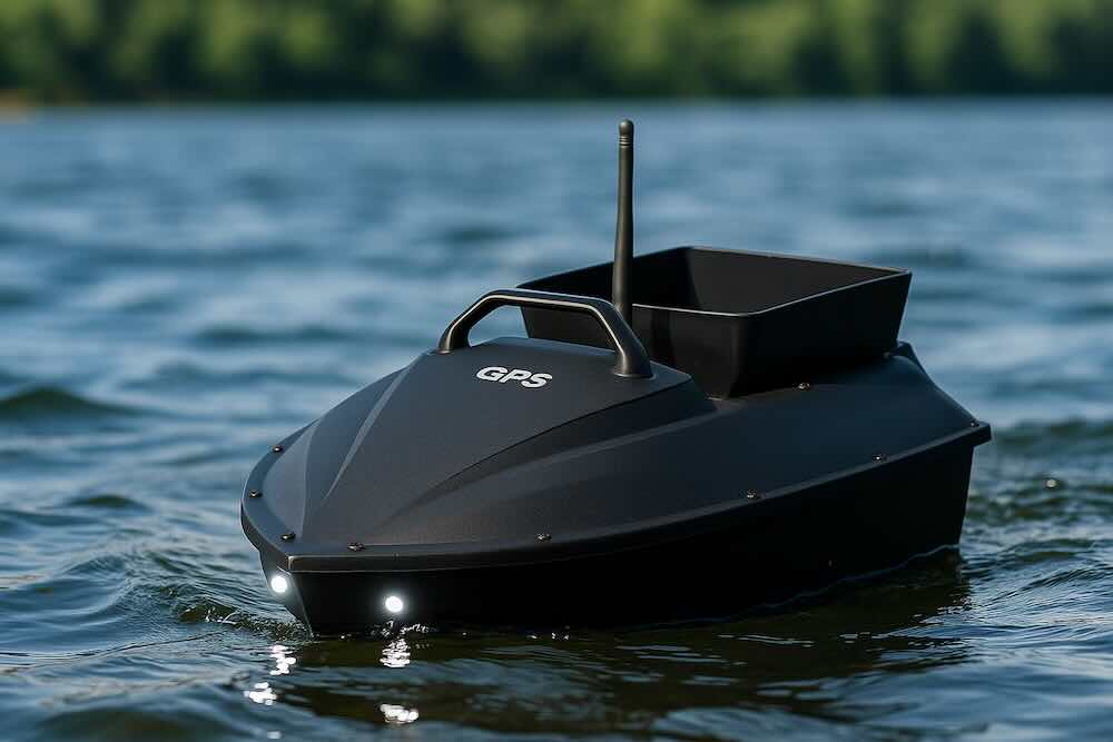 Picture of the Nuobake GPS RC Bait Boat with 500m Range on a lake