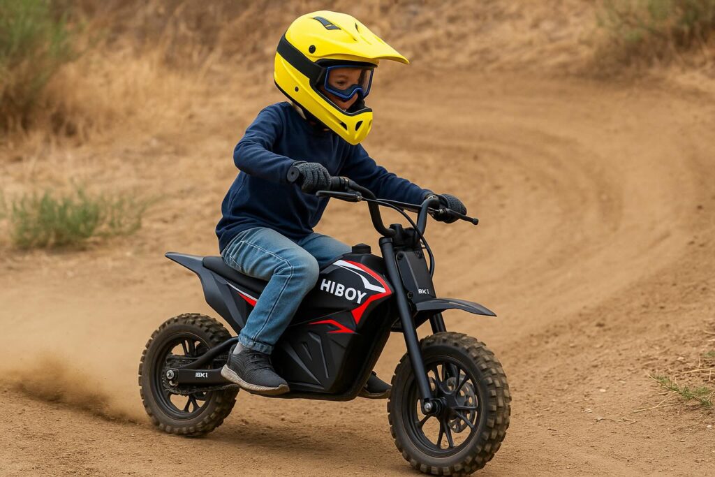 Picture of a kid riding a Hiboy DK1