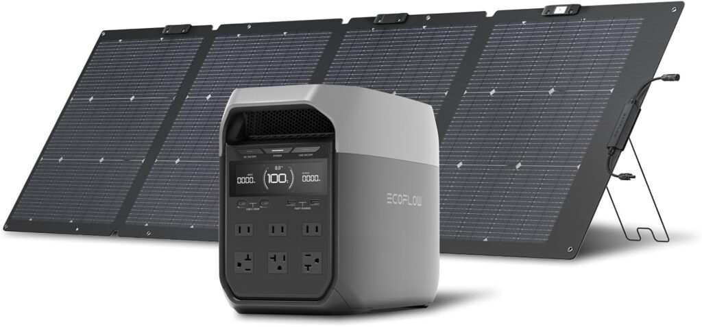 Ecoflow with solar panels spread out to generate electricity