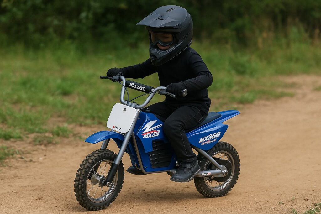 kid riding a Razor MX350 Dirt Rocket